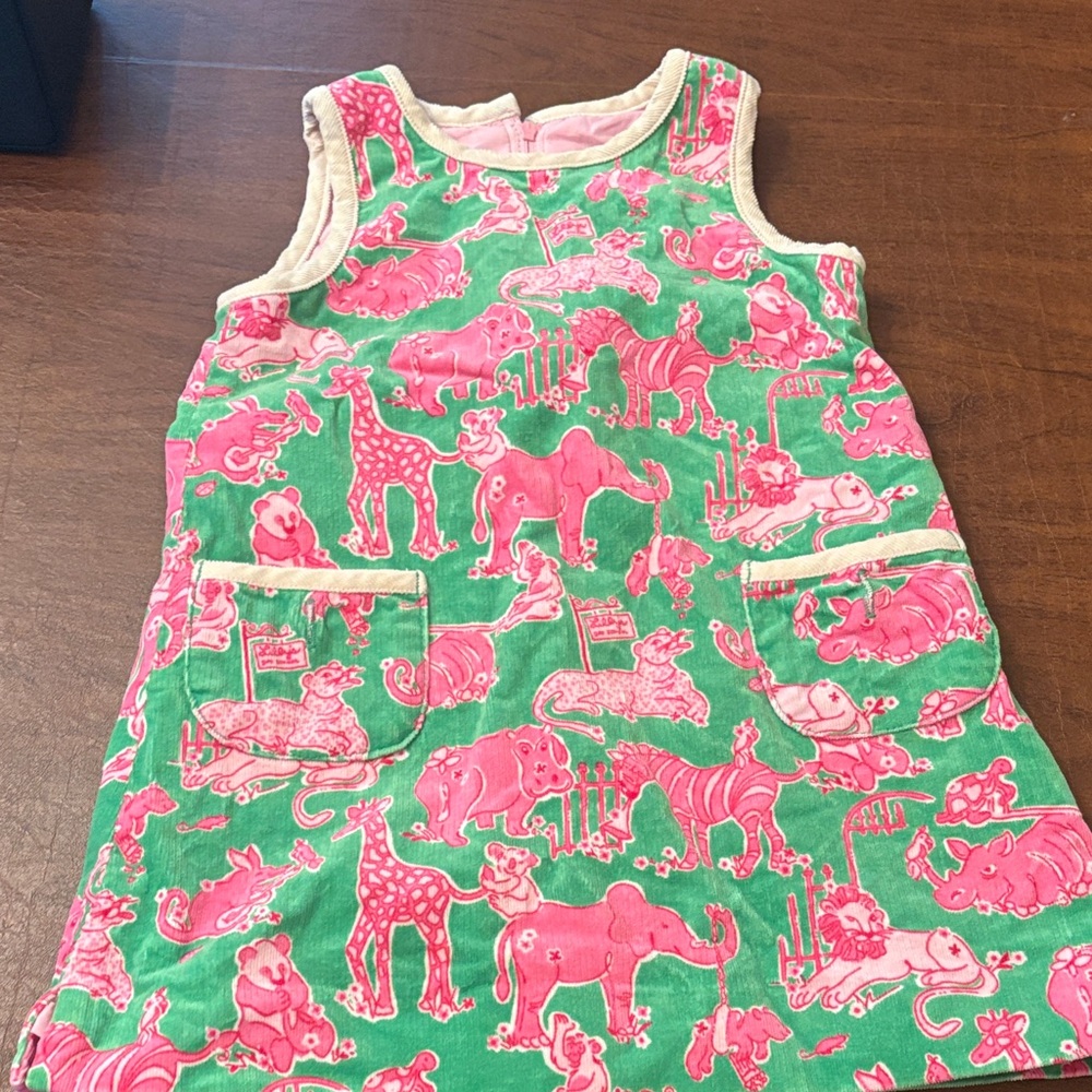 Lilly Pulitzer girls Colorful Corduroy Animal Print Sleeveless Dress